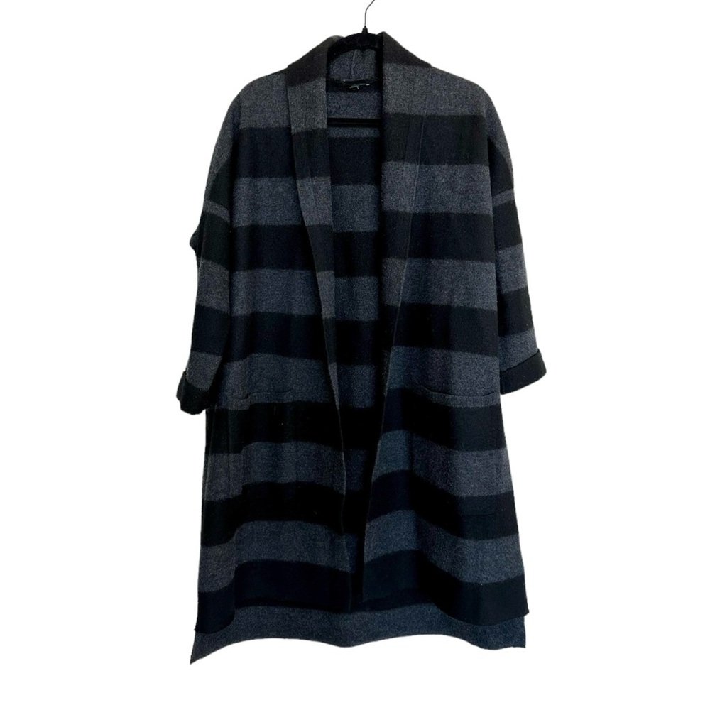 Eileen Fisher Striped Merino Wool Boiled Cardigan